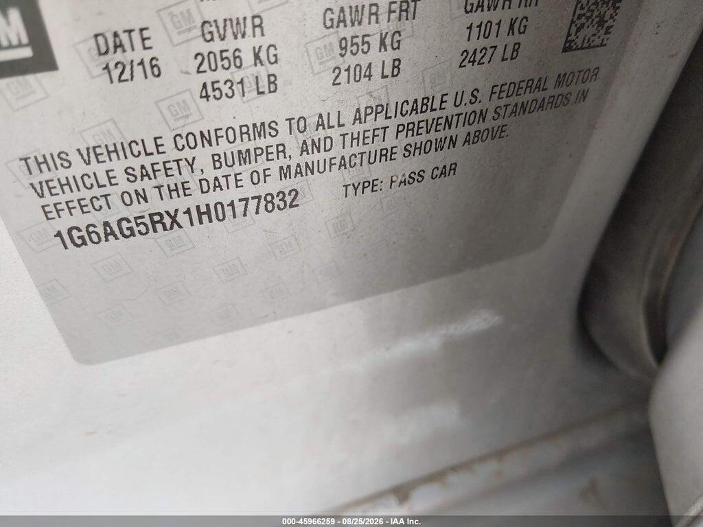 1G6AG5RX1H0177832 2017 CADILLAC ATS photo no. 9