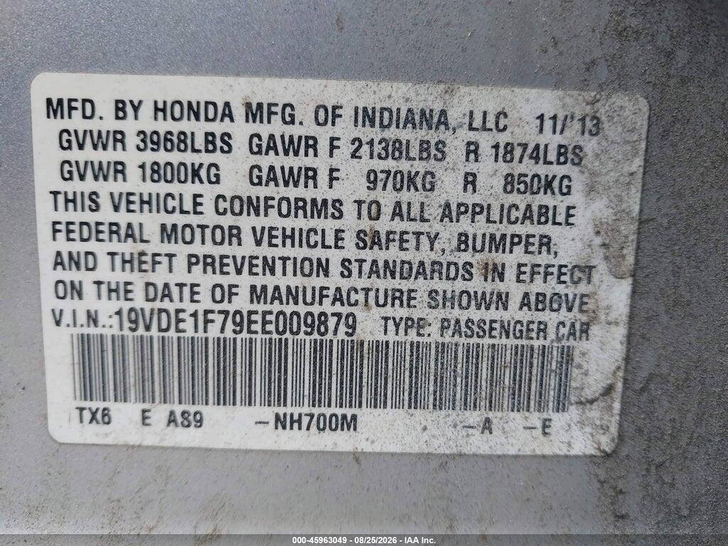 19VDE1F79EE009879 2014 ACURA ILX photo no. 9