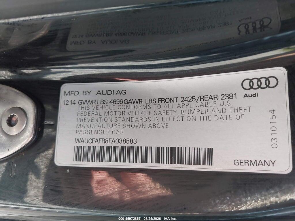 WAUCFAFR8FA038583 2015 AUDI A5 photo no. 9