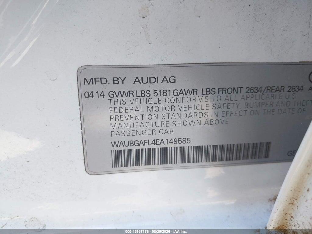 WAUBGAFL4EA149585 2014 AUDI S4 photo no. 9