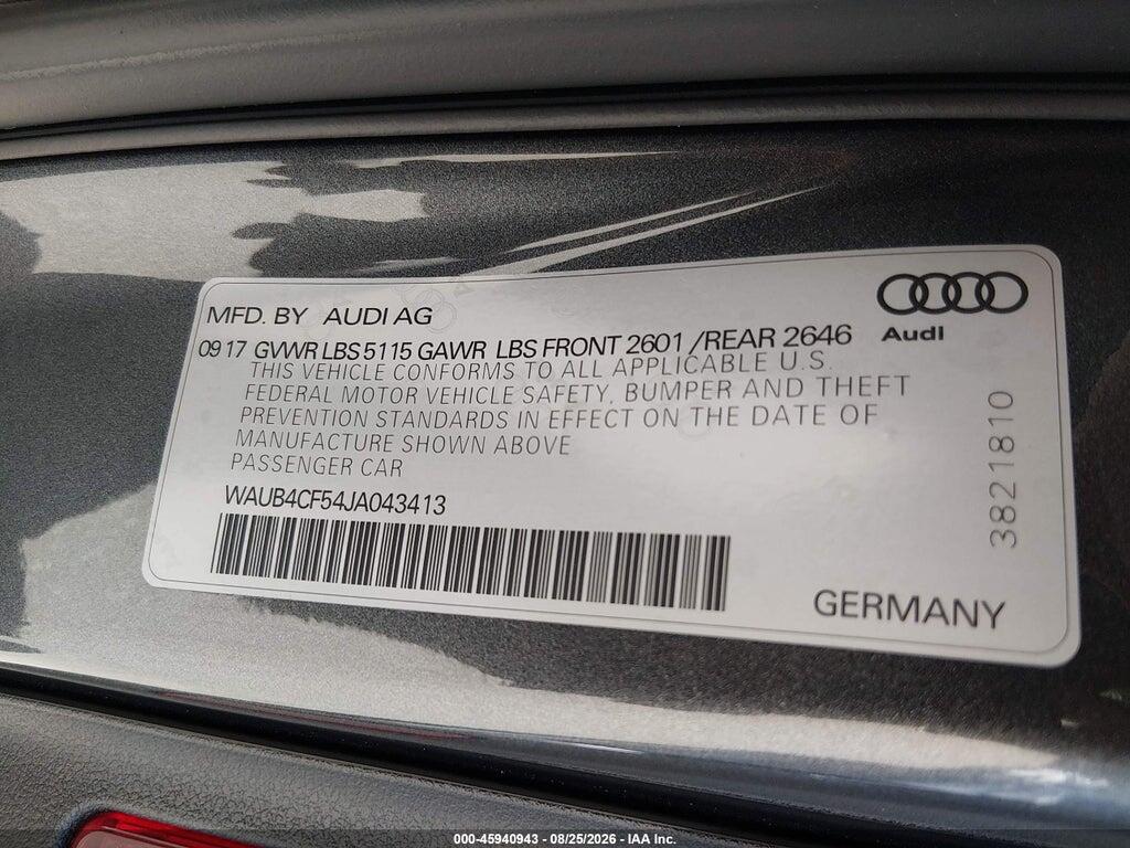 WAUB4CF54JA043413 2018 AUDI S5 photo no. 9