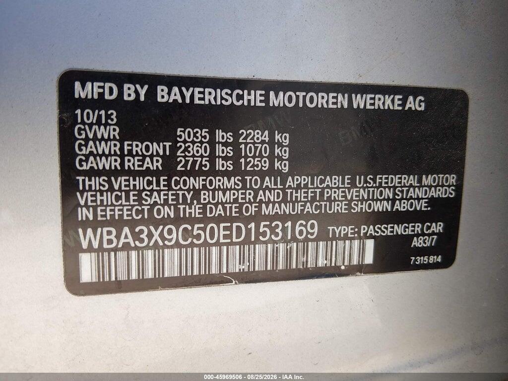 WBA3X9C50ED153169 2014 BMW 335I GRAN TURISMO photo no. 9