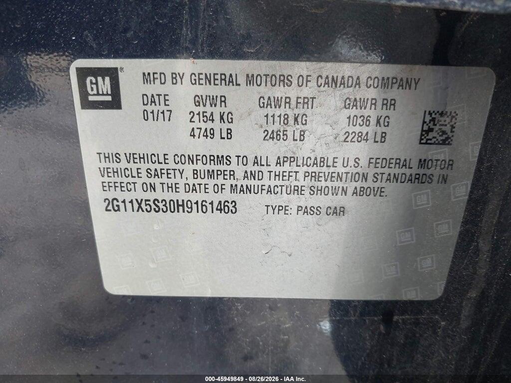 2G11X5S30H9161463 2017 CHEVROLET IMPALA photo no. 9