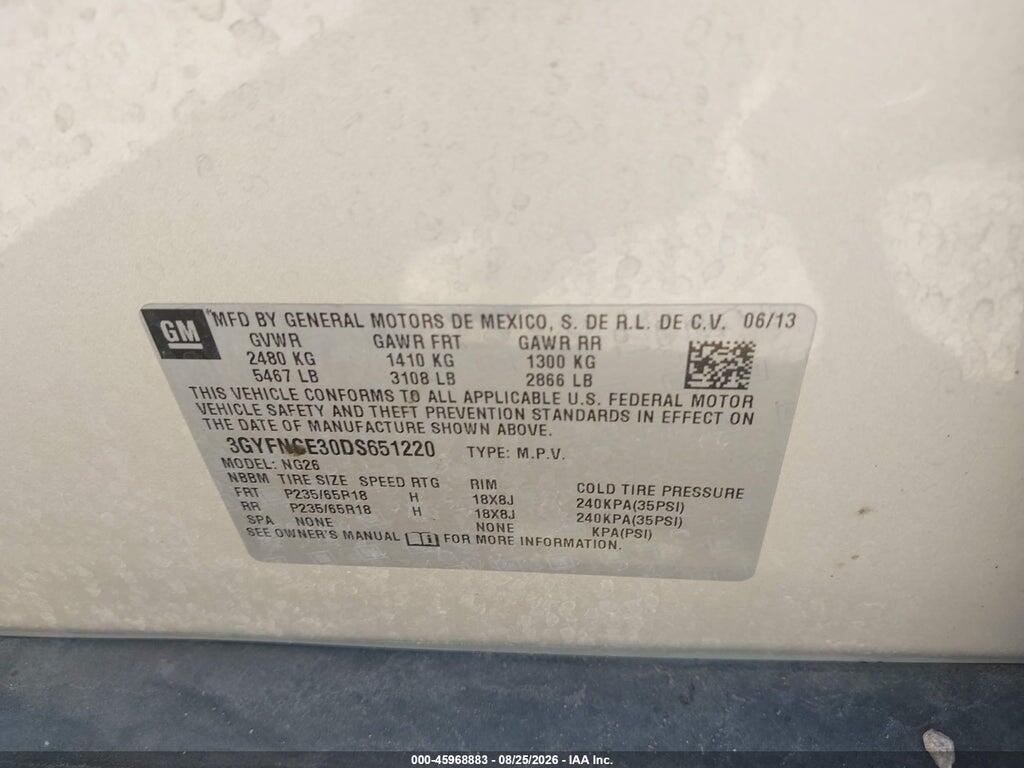 3GYFNCE30DS651220 2013 CADILLAC SRX photo no. 9