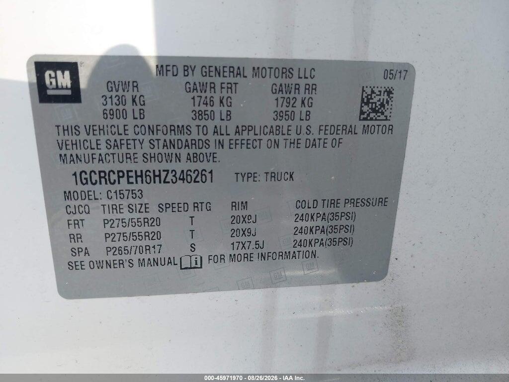 1GCRCPEH6HZ346261 2017 CHEVROLET SILVERADO 1500 photo no. 9