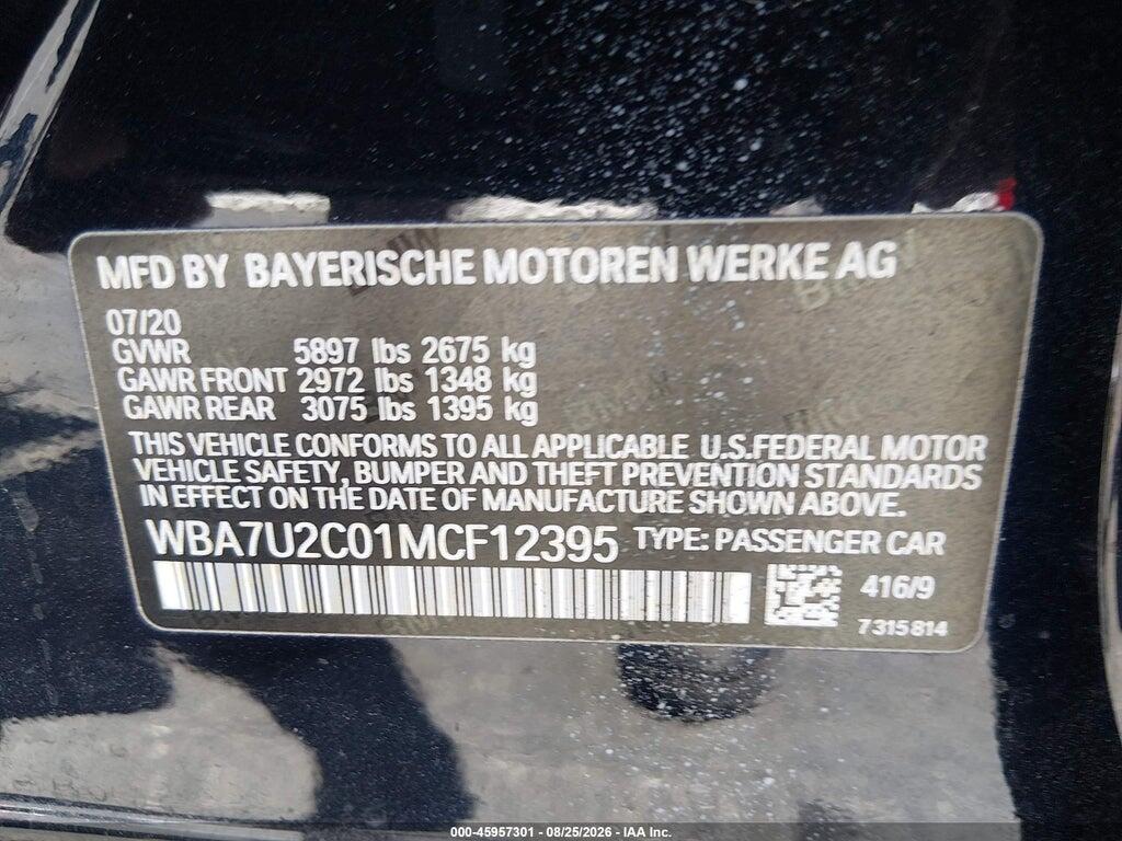 WBA7U2C01MCF12395 2021 BMW 750I photo no. 9