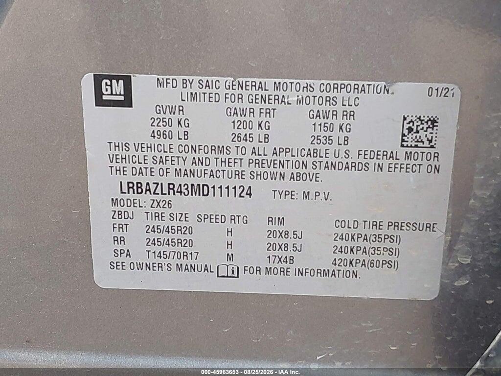 LRBAZLR43MD111124 2021 BUICK ENVISION photo no. 9