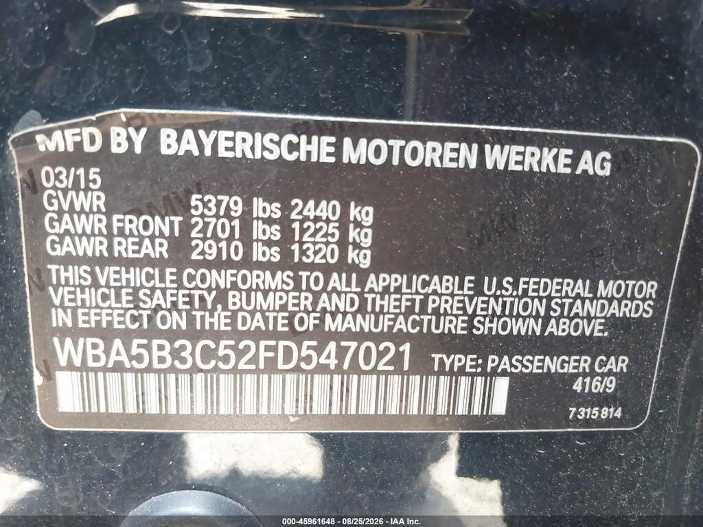 WBA5B3C52FD547021 2015 BMW 535I photo no. 9