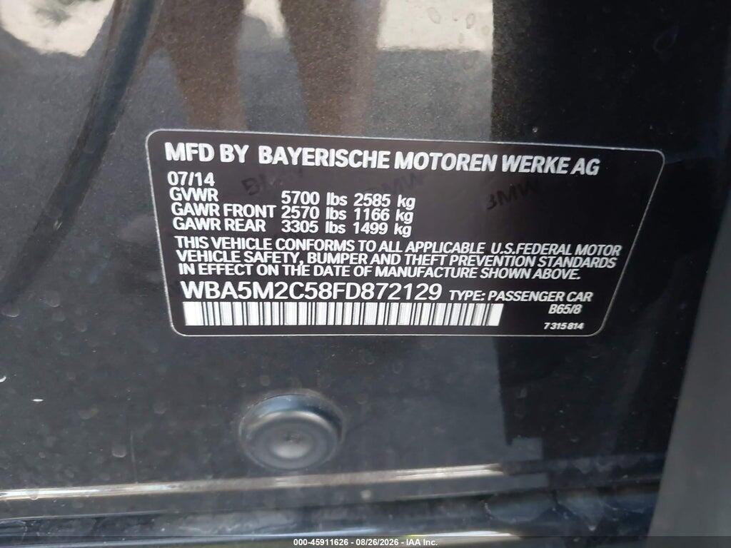 WBA5M2C58FD872129 2015 BMW 535I GRAN TURISMO photo no. 9