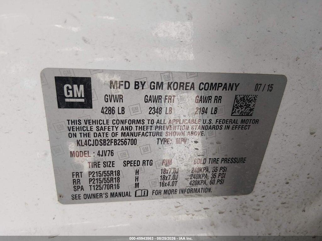 KL4CJDSB2FB256700 2015 BUICK ENCORE photo no. 9