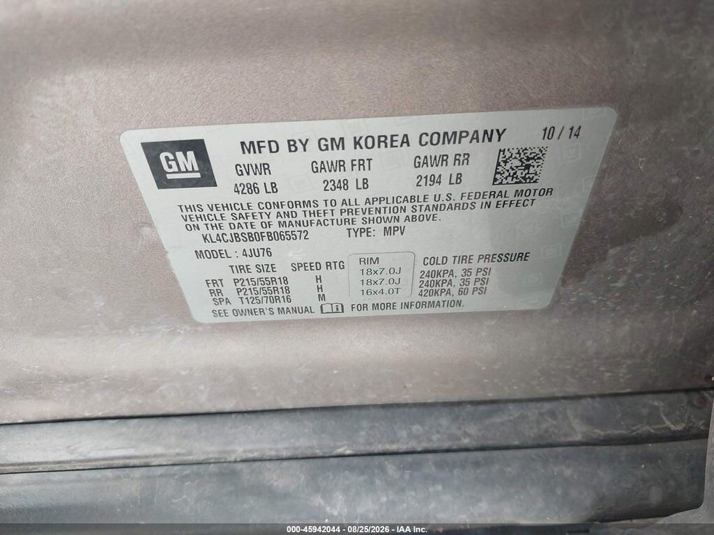 KL4CJBSB0FB065572 2015 BUICK ENCORE photo no. 9