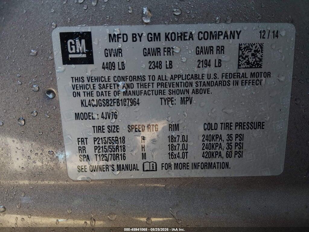 KL4CJGSB2FB107964 2015 BUICK ENCORE photo no. 9