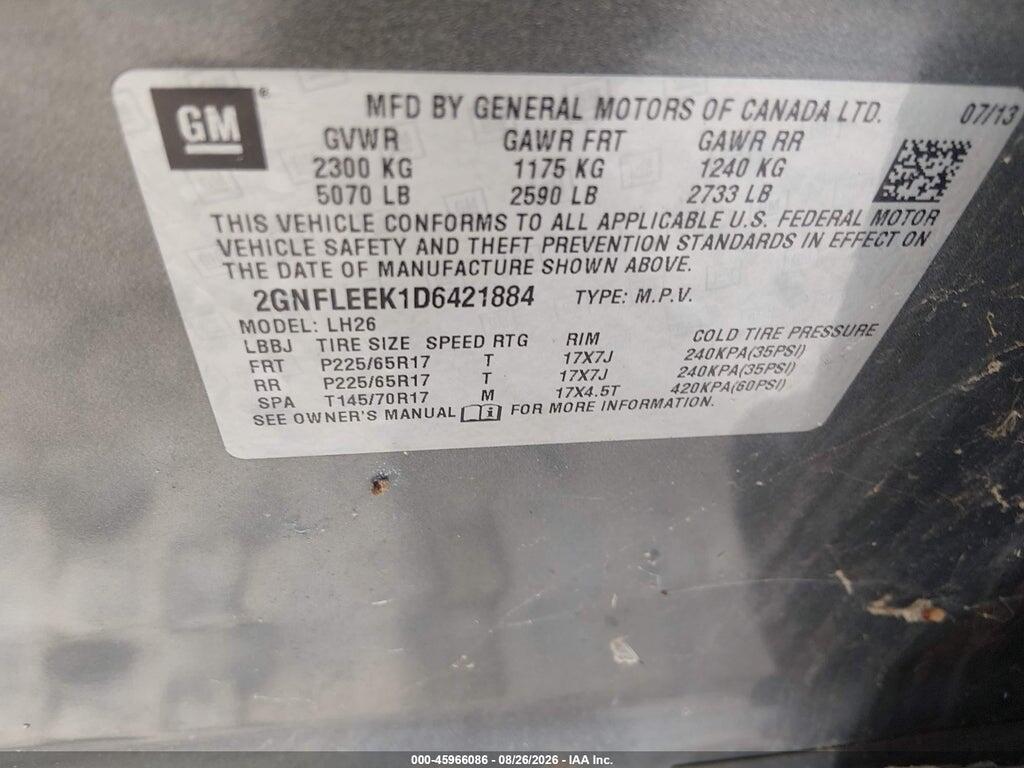 2GNFLEEK1D6421884 2013 CHEVROLET EQUINOX photo no. 9