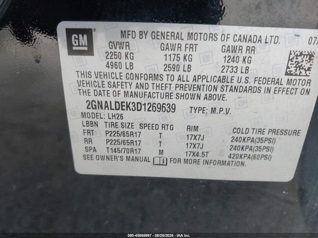 2GNALDEK3D1269639 2013 CHEVROLET EQUINOX photo no. 9