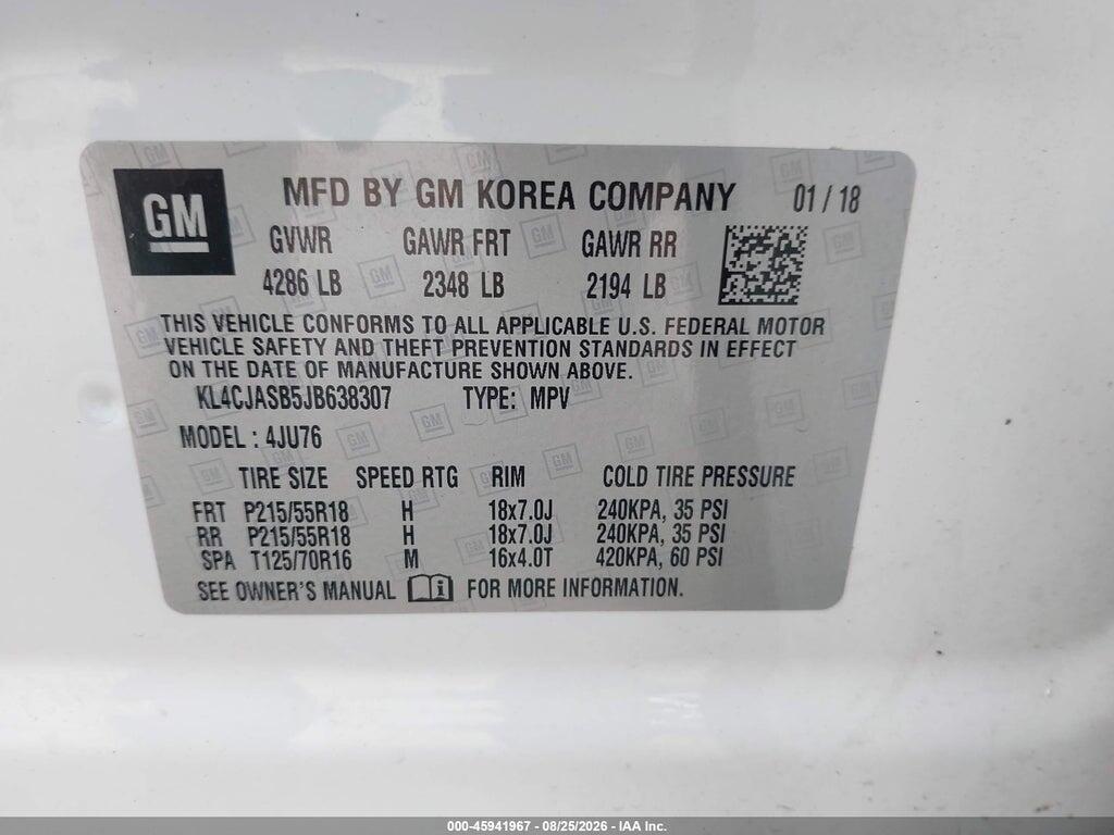 KL4CJASB5JB638307 2018 BUICK ENCORE photo no. 9