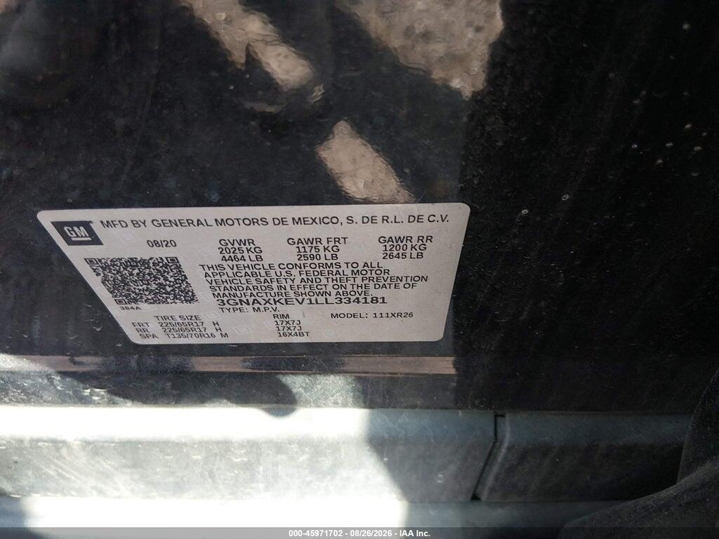 3GNAXKEV1LL334181 2020 CHEVROLET EQUINOX photo no. 9