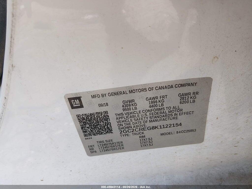 2GC2CREG8K1122154 2019 CHEVROLET SILVERADO 2500HD photo no. 9