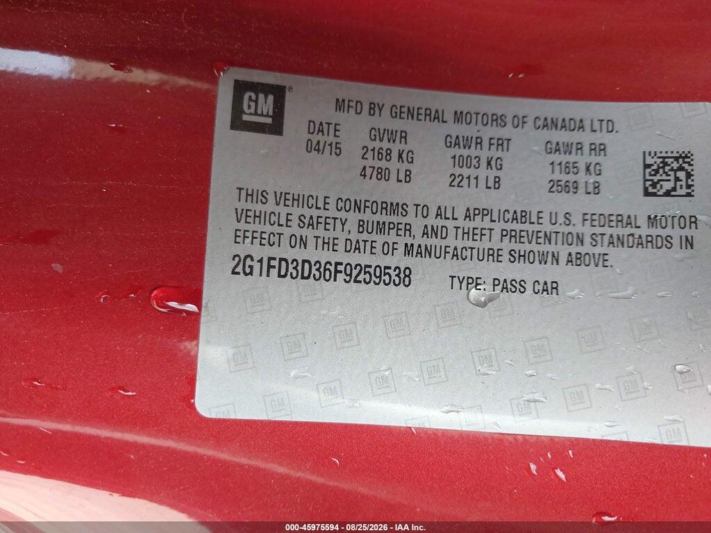 2G1FD3D36F9259538 2015 CHEVROLET CAMARO photo no. 9