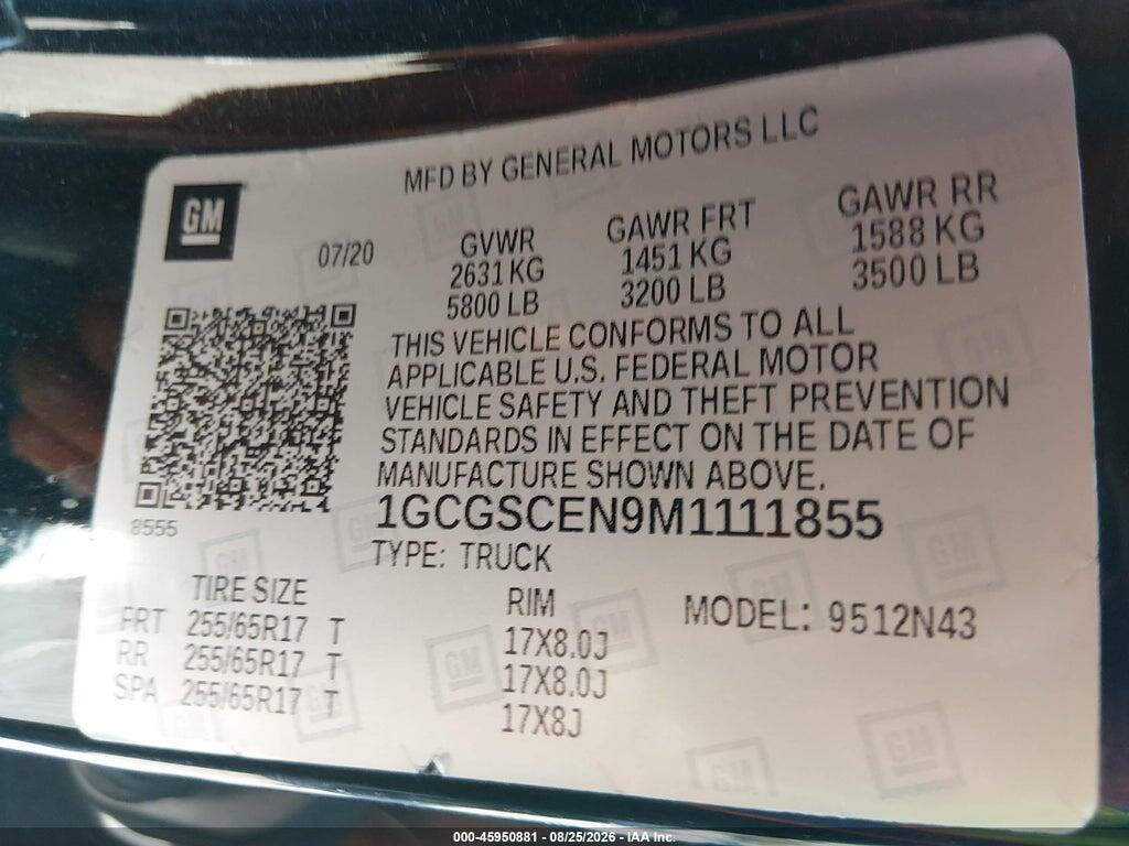 1GCGSCEN9M1111855 2021 CHEVROLET COLORADO photo no. 9