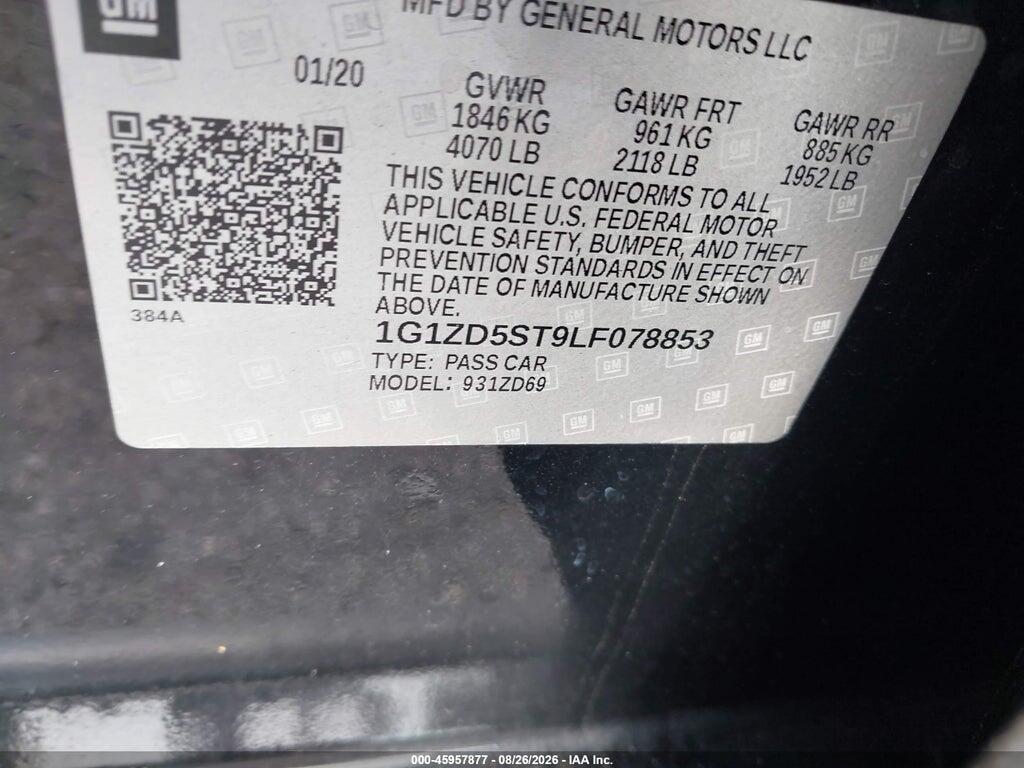 1G1ZD5ST9LF078853 2020 CHEVROLET MALIBU photo no. 9