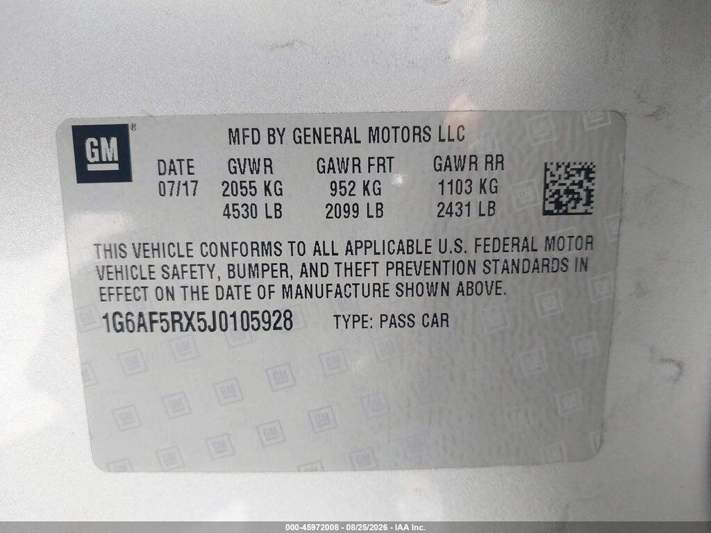 1G6AF5RX5J0105928 2018 CADILLAC ATS photo no. 9