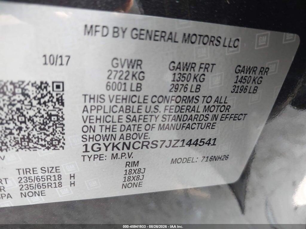 1GYKNCRS7JZ144541 2018 CADILLAC XT5 photo no. 9