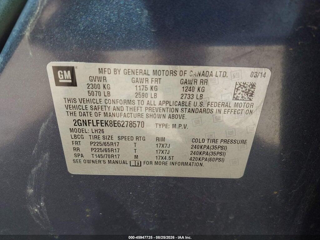 2GNFLFEK8E6278570 2014 CHEVROLET EQUINOX photo no. 9