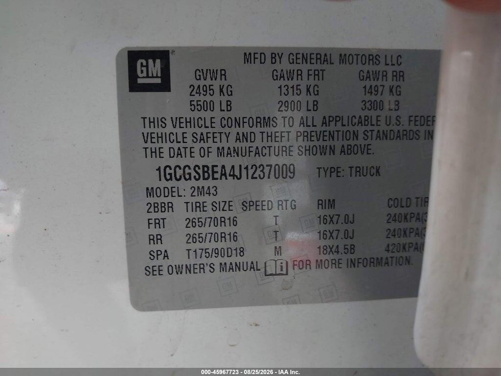 1GCGSBEA4J1237009 2018 CHEVROLET COLORADO photo no. 9