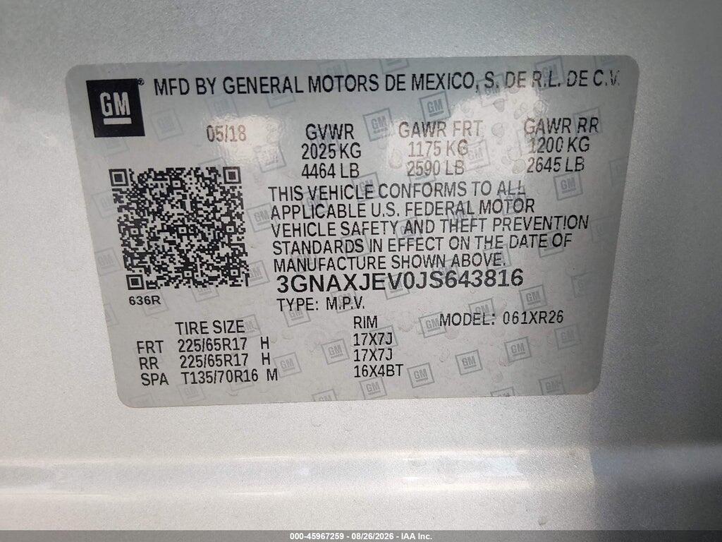 3GNAXJEV0JS643816 2018 CHEVROLET EQUINOX photo no. 9