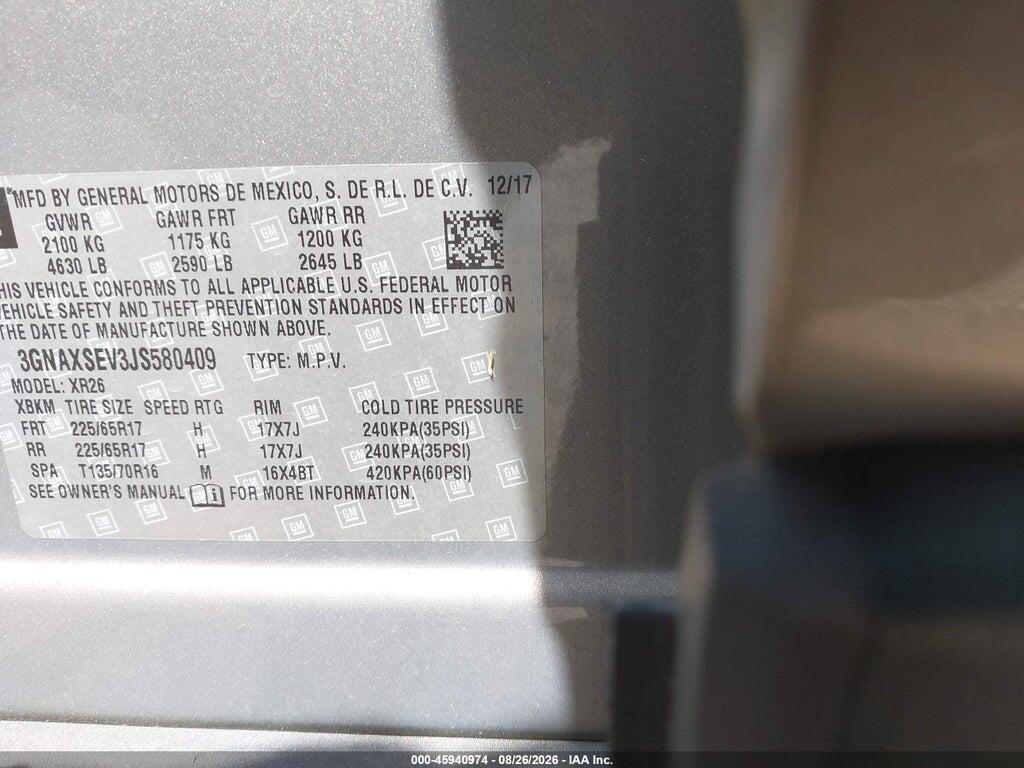 3GNAXSEV3JS580409 2018 CHEVROLET EQUINOX photo no. 9