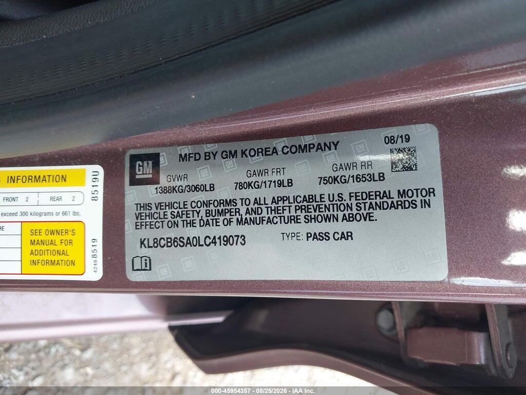 KL8CB6SA0LC419073 2020 CHEVROLET SPARK photo no. 9