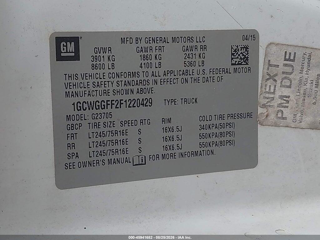 1GCWGGFF2F1220429 2015 CHEVROLET EXPRESS 2500 photo no. 9