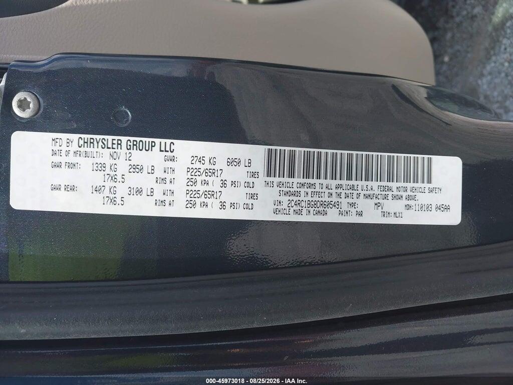 2C4RC1BG8DR605491 2013 CHRYSLER TOWN & COUNTRY photo no. 9