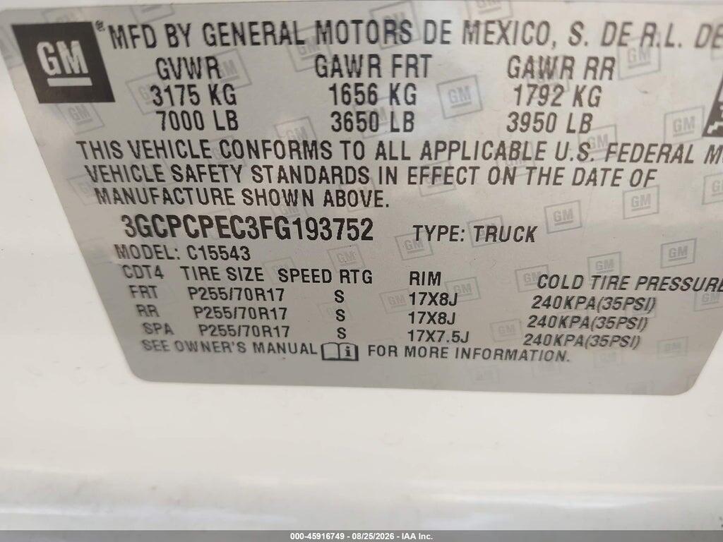 3GCPCPEC3FG193752 2015 CHEVROLET SILVERADO 1500 photo no. 9