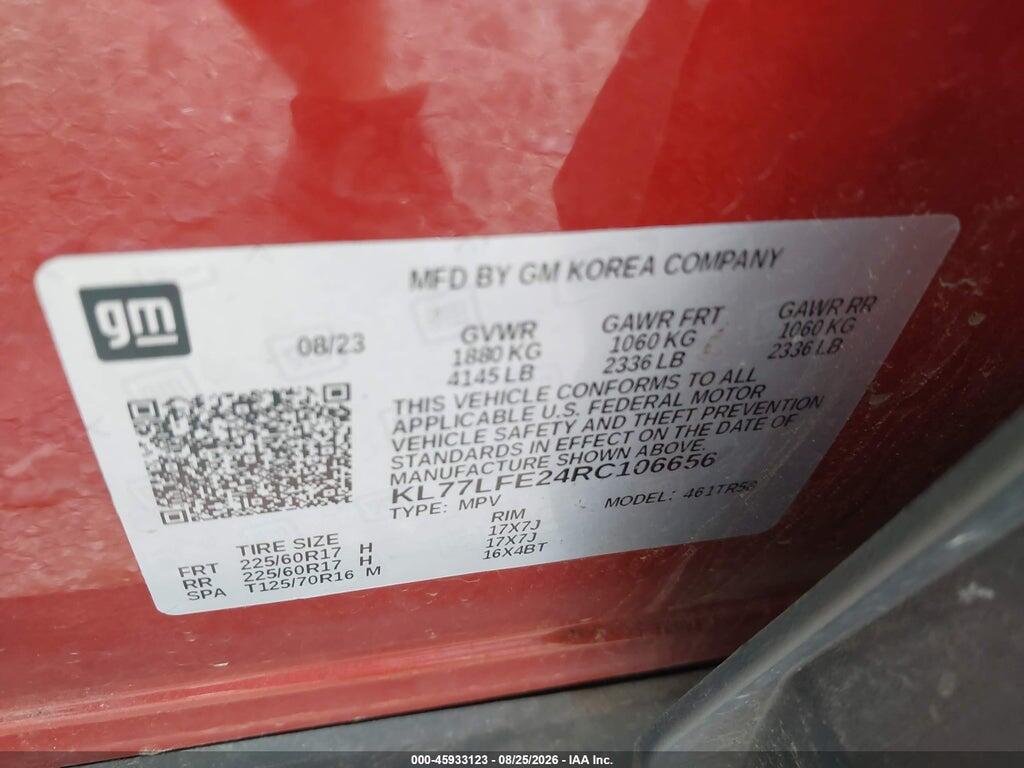 KL77LFE24RC106656 2024 CHEVROLET TRAX photo no. 9