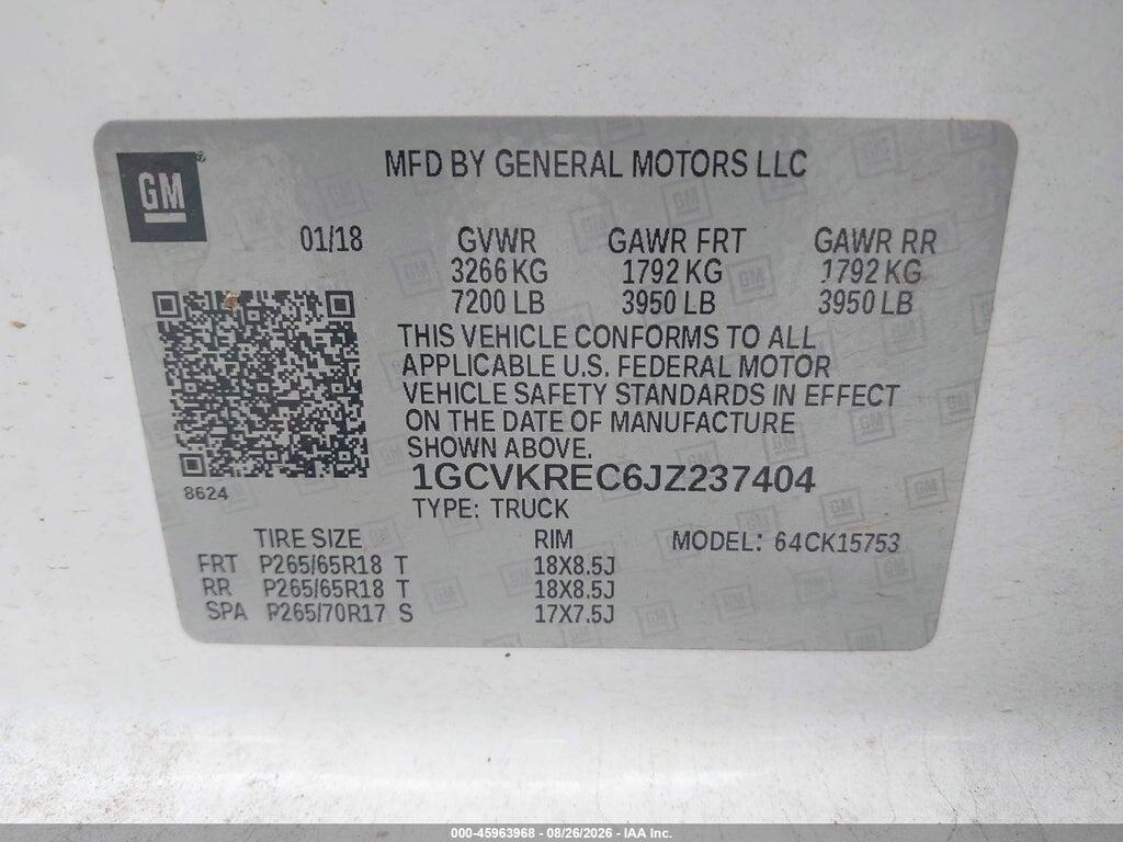 1GCVKREC6JZ237404 2018 CHEVROLET SILVERADO 1500 photo no. 9