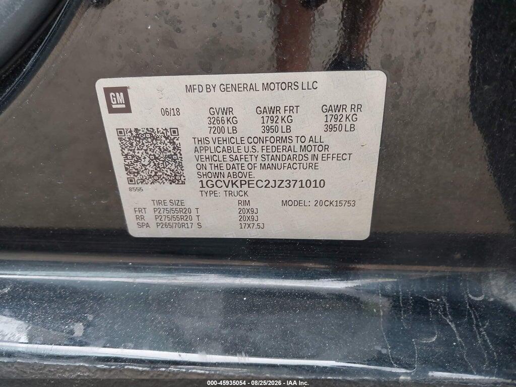 1GCVKPEC2JZ371010 2018 CHEVROLET SILVERADO 1500 photo no. 9