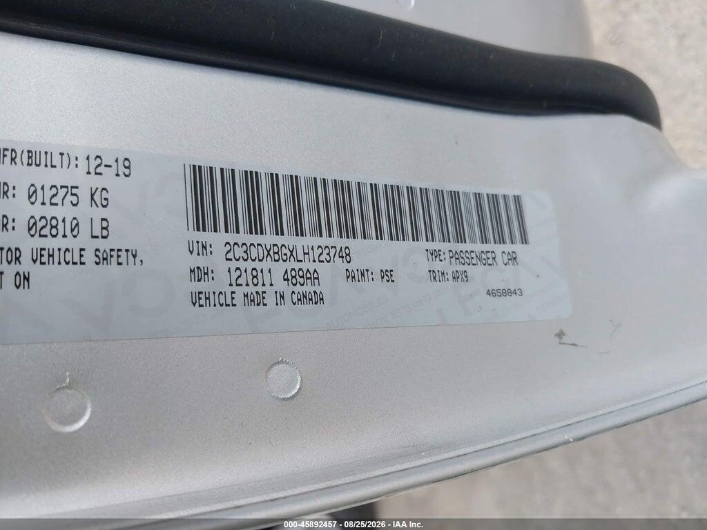 2C3CDXBGXLH123748 2020 DODGE CHARGER photo no. 9