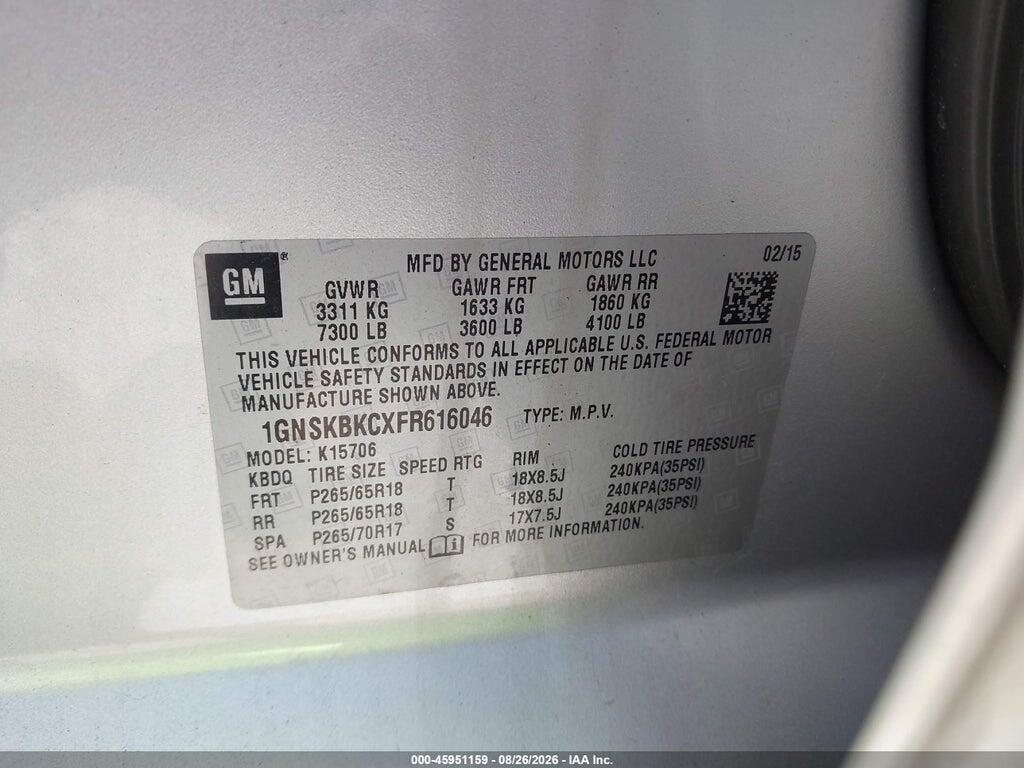 1GNSKBKCXFR616046 2015 CHEVROLET TAHOE photo no. 9