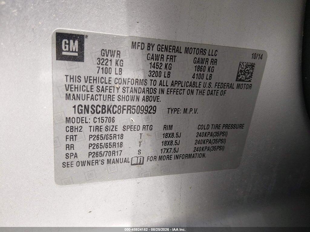 1GNSCBKC8FR509929 2015 CHEVROLET TAHOE photo no. 9