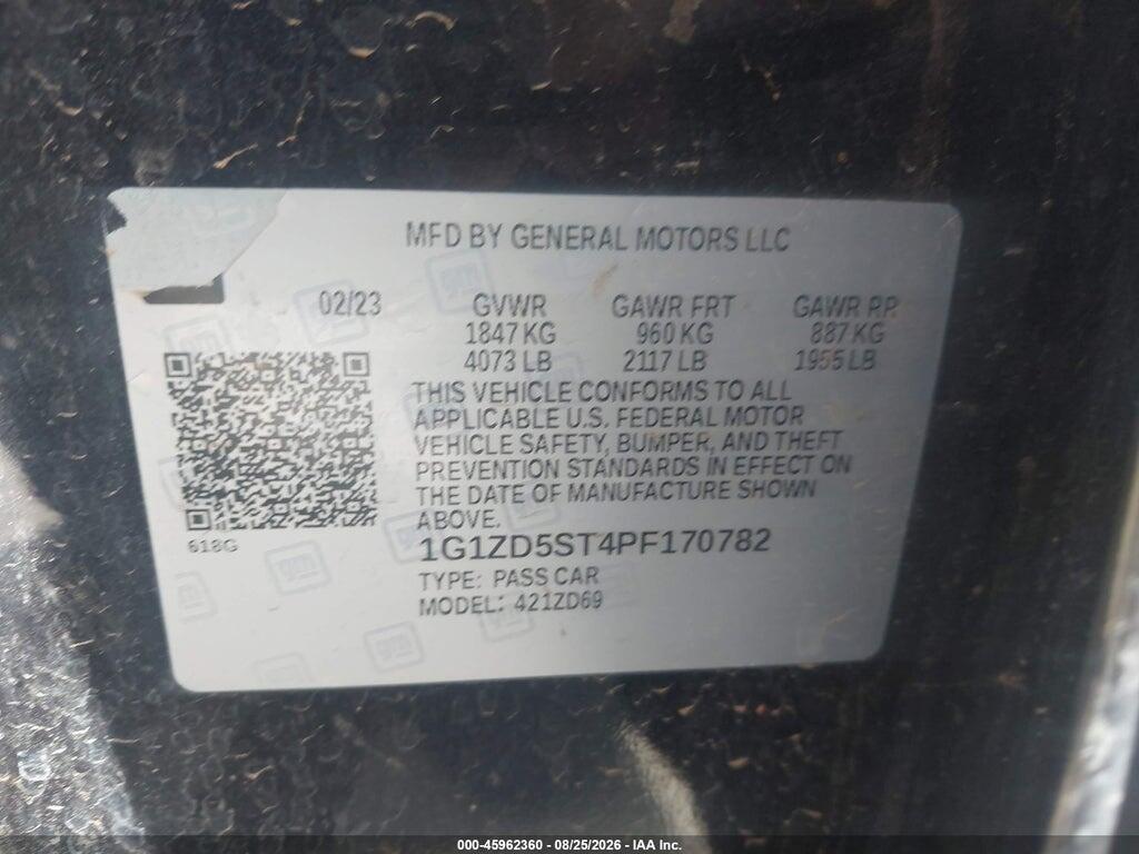 1G1ZD5ST4PF170782 2023 CHEVROLET MALIBU photo no. 9