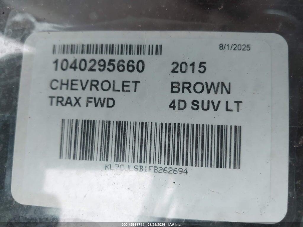 KL7CJLSB1FB262694 2015 CHEVROLET TRAX photo no. 9