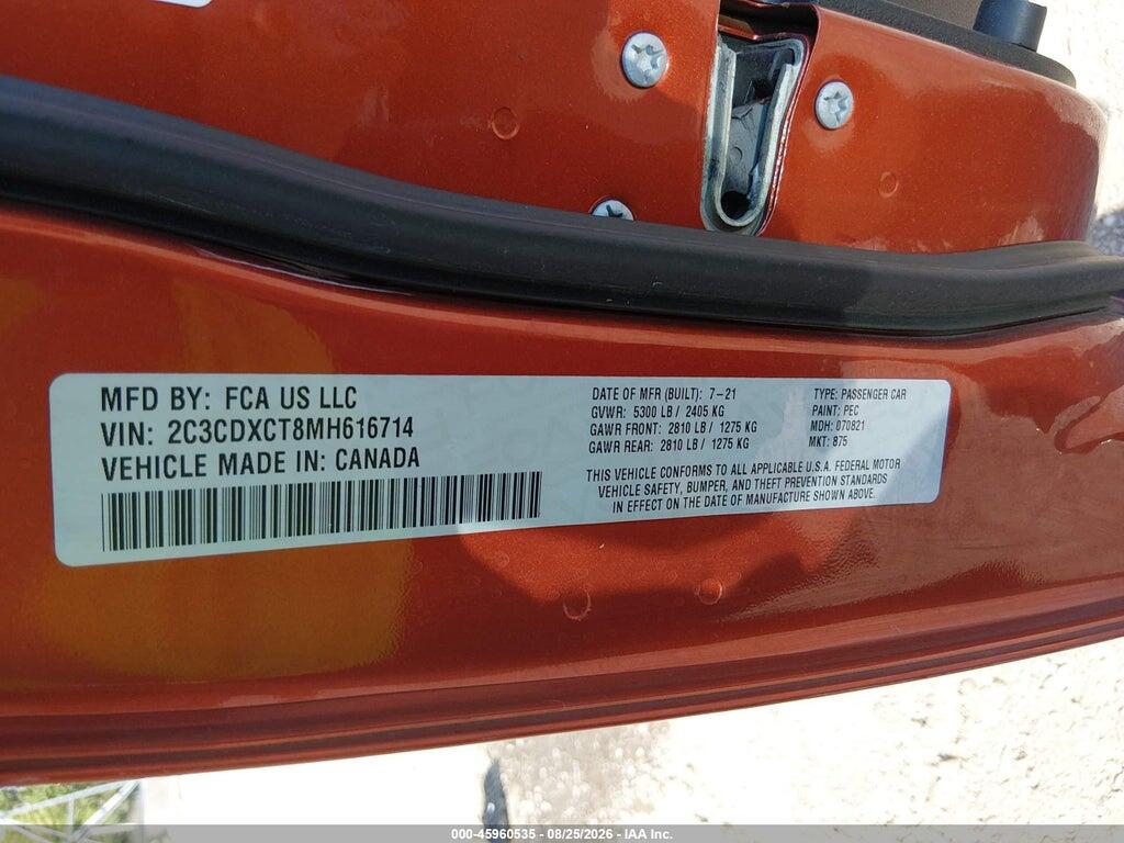 2C3CDXCT8MH616714 2021 DODGE CHARGER photo no. 9