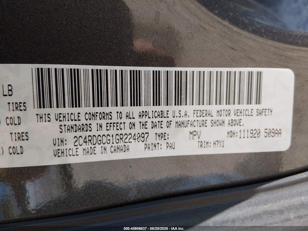 2C4RDGCG1GR224097 2016 DODGE GRAND CARAVAN photo no. 9