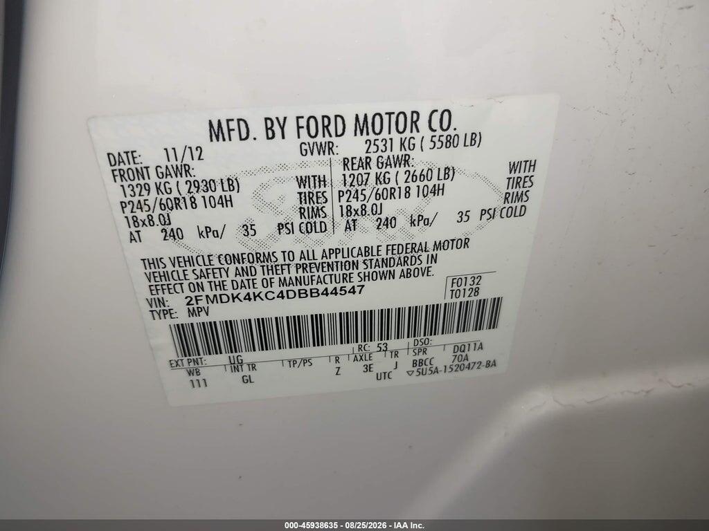 2FMDK4KC4DBB44547 2013 FORD EDGE photo no. 9