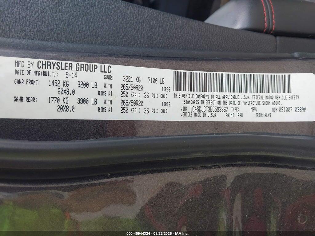 1C4SDJCT3EC593867 2014 DODGE DURANGO photo no. 9