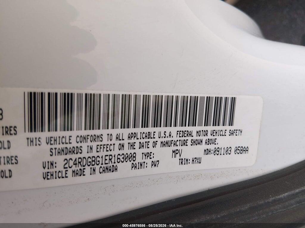 2C4RDGBG1ER163008 2014 DODGE GRAND CARAVAN photo no. 9