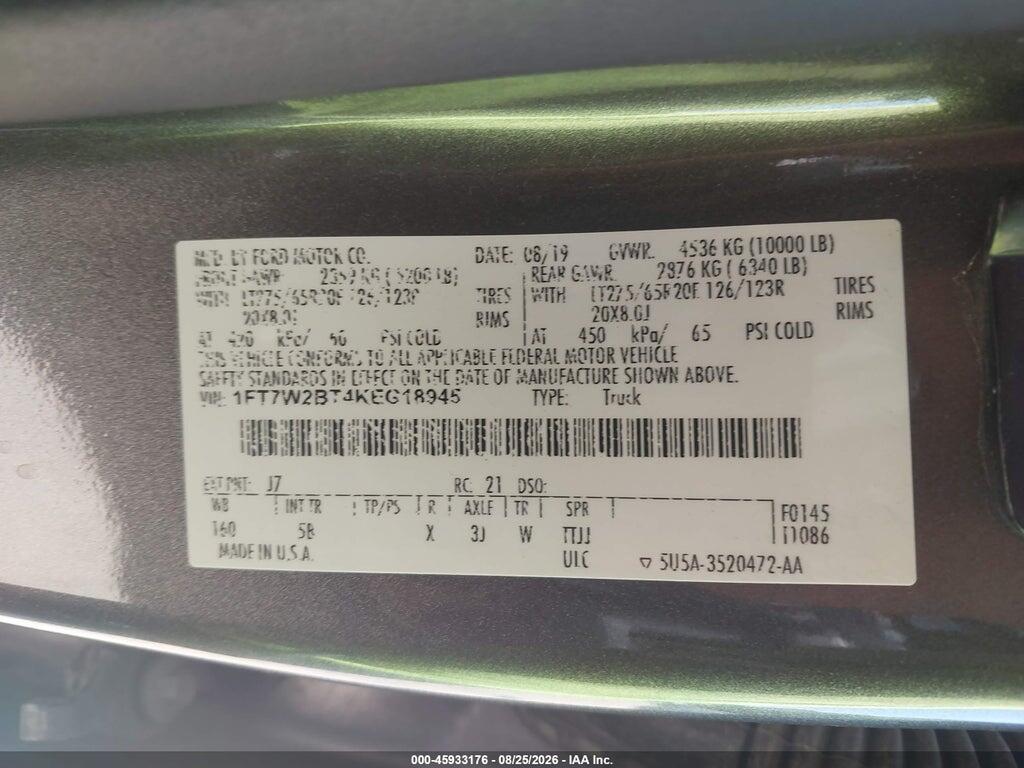 1FT7W2BT4KEG18945 2019 FORD F-250 photo no. 9