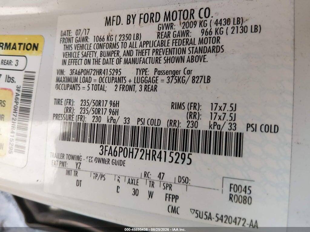 3FA6P0H72HR415295 2017 FORD FUSION photo no. 9