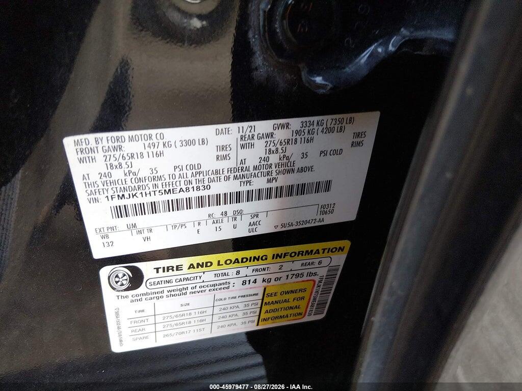 1FMJK1HT5MFAF1830 2021 FORD EXPEDITION photo no. 9